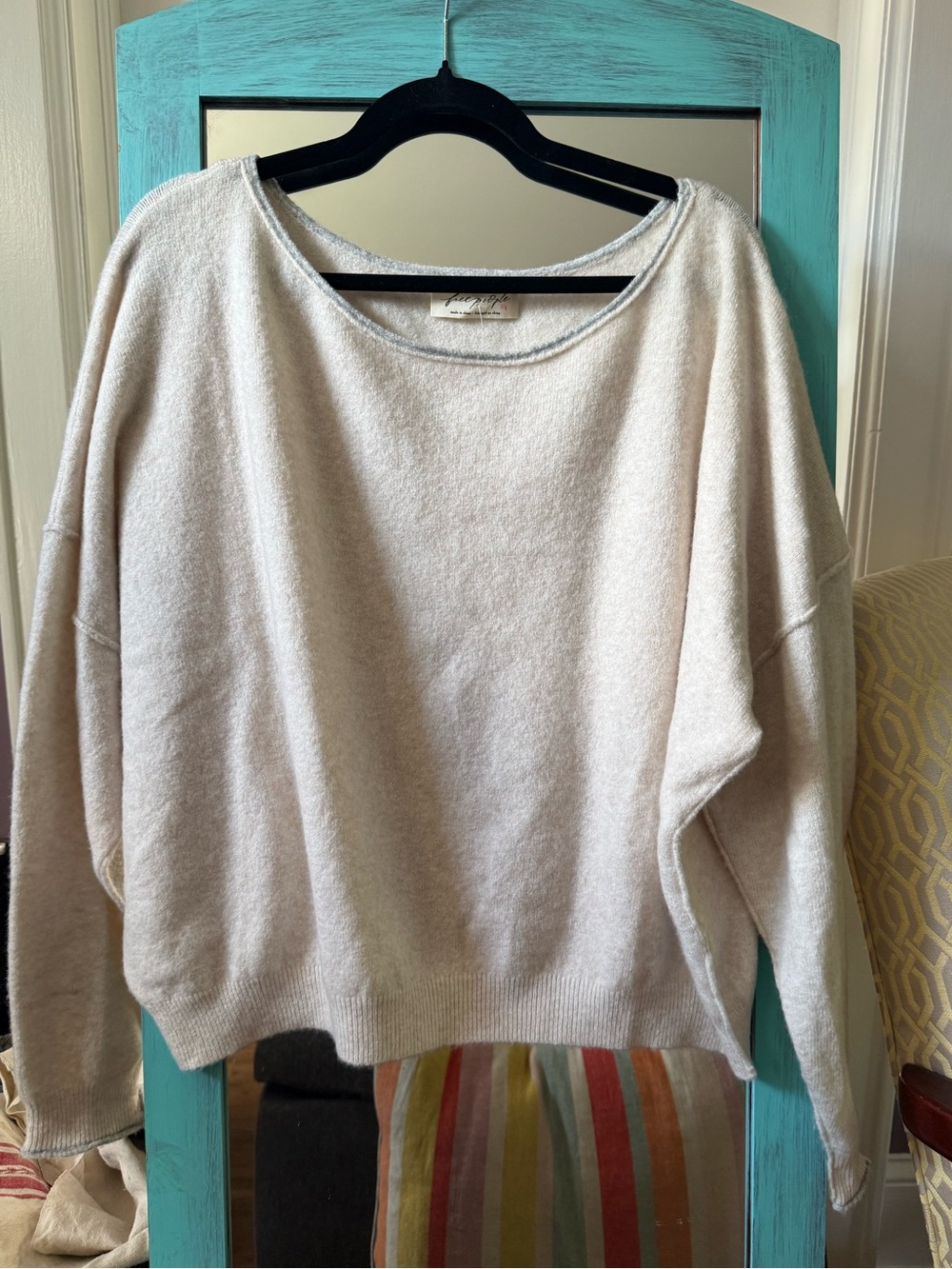 Free People Firefly sweater . Cozy Women's Cream Boatneck Sweater size Large